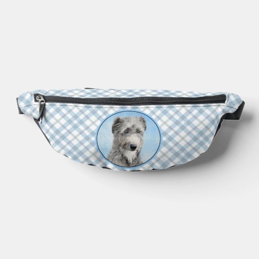 スコティッシュ絵を描・ディアハウンドのグレーオリジナルドッグアート ファニーパック (レイダウン)