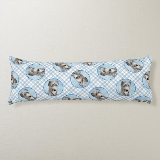 スコティッシュ絵を描・ディアハウンドのグレーオリジナルドッグアート ボディピロー (正面)