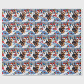 スコティッシュ走・テリアの雪とクリスマスハット ラッピングペーパー (フラット)