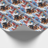 スコティッシュ走・テリアの雪とクリスマスハット ラッピングペーパー (角)