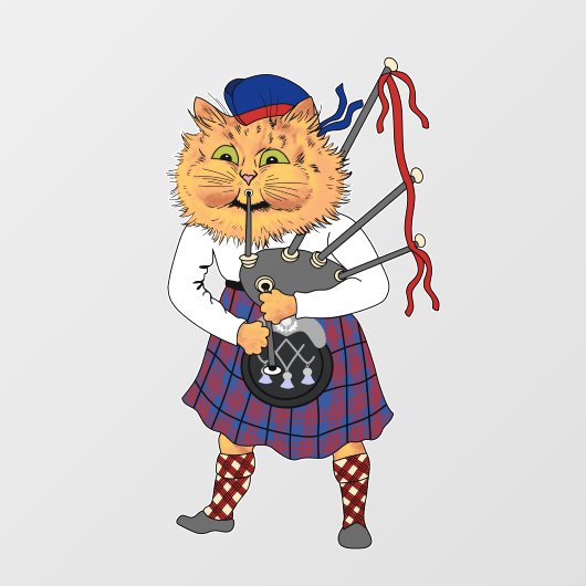スコティッシュ遊・バグパイプ猫 ウィンドウサイン (シート)