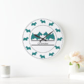 スコティッシュ・クラン・アーバイン・アーウィン・タータンチェック・スコッティ・ドッグズ ラージ壁時計 (ホーム)