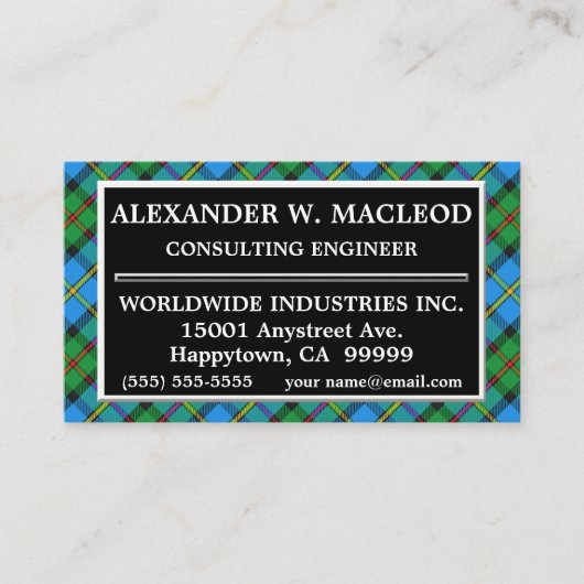 スコティッシュ·クラン·マクレオド·オブ·ハリス·タータンチェック·プレイド 名刺 (正面)