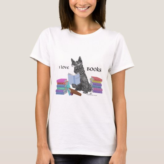 スコティッシュ・テリアが本大好き Tシャツ (正面)