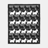 スコティッシュ・テリア犬黒/灰色/白、ストライプ  フリースブランケット (正面)