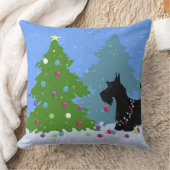 スコティッシュ・テリア飾・ドッグのクリスマスツリー クッション (ブランケット)