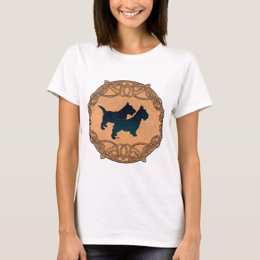 スコティッシュ・テリア ケルト柄デザイン Tシャツ (正面)