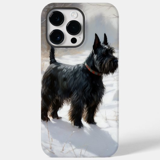 スコティッシュ・テリア 雪を降らせて クリスマス Case-Mate iPhoneケース (裏面)