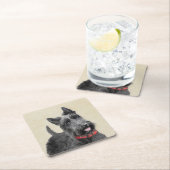 スコティッシュ・テ絵画リアーズ – かわいいオリジナルドッグアート スクエアペーパーコースター (インサイチュ)