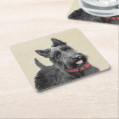 スコティッシュ・テ絵画リアーズ – かわいいオリジナルドッグアート スクエアペーパーコースター (アングル)