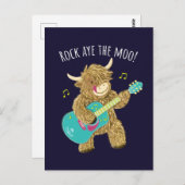 スコティッシュ・ハイランド・牛のギタリストロック・ザ・モー! ポストカード (正面/裏面)