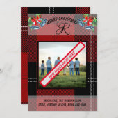 スコティッシュ・ラムゼー・クランのレッド・ブラック・タータンチェック・クリスマスカード シーズンカード (正面/裏面)