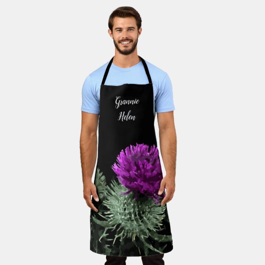 スコティッパーソナライズされたトのアザミ エプロン (着用した状態)