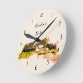 スコティッパーソナライズされたトファームハウスキッチン ラウンド壁時計 (傾斜)