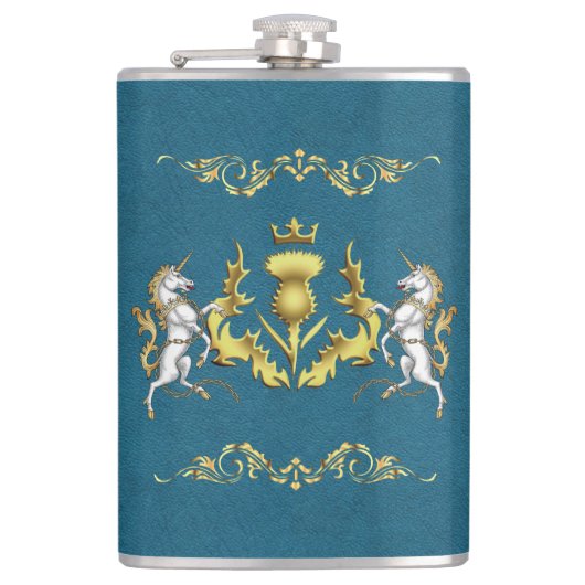 スコティッパーソナライズされたト金ゴールドシスルブルー フラスク (正面)