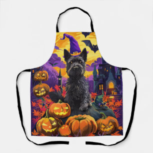 スコティッ不気味トテリアハロウィンウィッチカボチャ エプロン