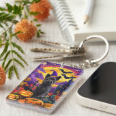 スコティッ不気味トテリアハロウィンウィッチカボチャ キーホルダー (正面右)