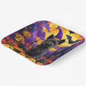 スコティッ不気味トテリアハロウィンウィッチカボチャ ペーパープレート (傾斜あり)