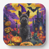 スコティッ不気味トテリアハロウィンウィッチカボチャ ペーパープレート (正面)