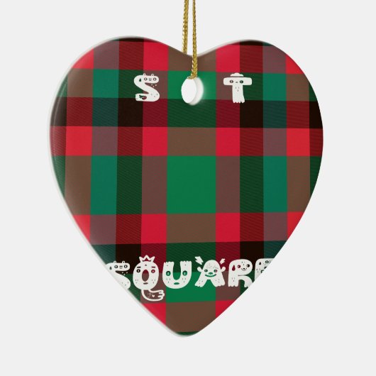 スコティッ王室のト市松模様にタータンチェックプレイドと文字 セラミックオーナメント (右)