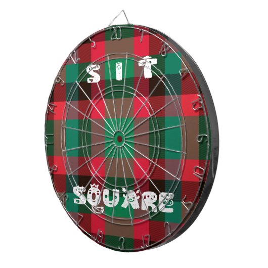 スコティッ王室のト市松模様にタータンチェックプレイドと文字 ダーツボード (正面右)