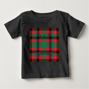スコティッ王室のト市松模様にタータンチェックプレイドと文字 ベビーTシャツ