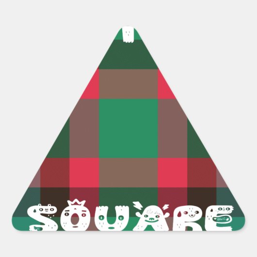 スコティッ王室のト市松模様にタータンチェックプレイドと文字 三角形シール (正面)