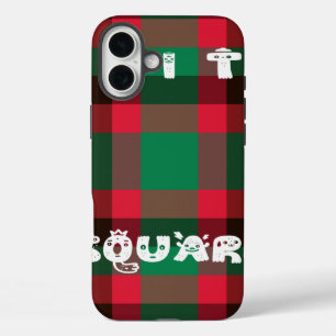 スコティッ王室のト市松模様にタータンチェックプレイドと文字 iPhone 16 PLUSケース