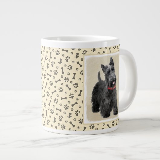 スコティッ絵画ト・テリアの – かわいいオリジナルドッグアート ジャンボコーヒーマグカップ (正面右)