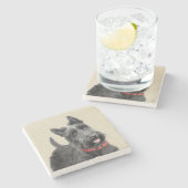 スコティッ絵画ト・テリアの – かわいいオリジナルドッグアート ストーンコースター (横)