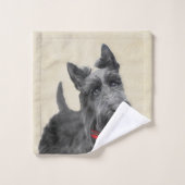 スコティッ絵画ト・テリアの – かわいいオリジナルドッグアート バスタオルセット (ウォッシュタオル)