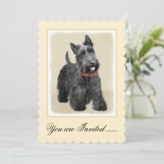 スコティッ絵画ト・テリアの – かわいいオリジナルドッグアート 招待状 (スタンド正面)