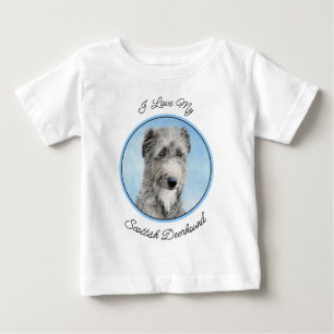 スコティッ絵画トDeerhound's -オリジナルドッグアート ベビーTシャツ