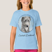スコティッ絵画トDeerhound's -オリジナルドッグアート Tシャツ (正面)