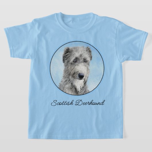 スコティッ絵画トDeerhound's -オリジナルドッグアート Tシャツ (レイダウン)