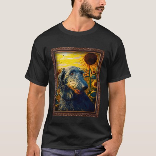 スコティッ絵画トDeerhound's Sunflower Mom W Tシャツ (正面)