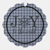 スコティッ縁どトタータンチェッククリスマスの鐘 オーナメントカード (裏面)