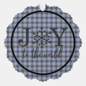 スコティッ縁どトタータンチェッククリスマスの鐘 オーナメントカード (正面)