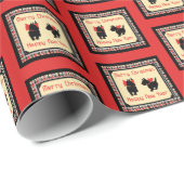 スコティドグスコティッシュテリアクリスマスレトロ ラッピングペーパー (ロールコーナー)