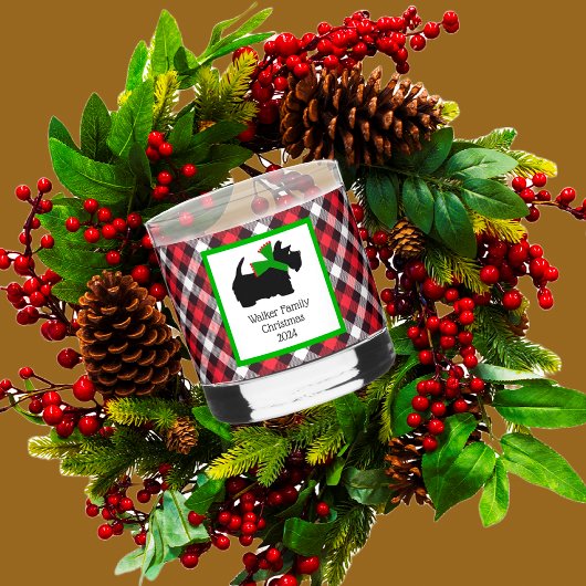 スコティドッグとタータンチェックメリークリスマス ウイスキーグラス