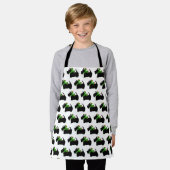 スコティドッグとタータンチェックメリークリスマス エプロン (着用した状態)