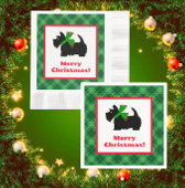 スコティドッグとタータンチェックメリークリスマス ゴルフタオル