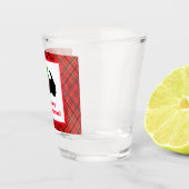 スコティドッグとタータンチェックメリークリスマス ショットグラス (右)