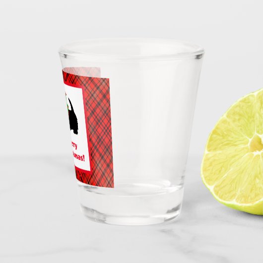 スコティドッグとタータンチェックメリークリスマス ショットグラス (右)