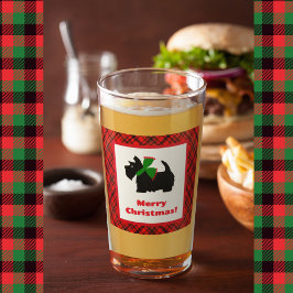 スコティドッグとタータンチェックメリークリスマス タンブラーグラス