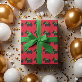 スコティドッグとタータンチェックメリークリスマス ラッピングペーパー