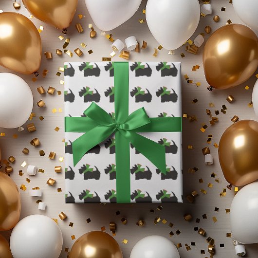 スコティドッグとタータンチェックメリークリスマス ラッピングペーパー