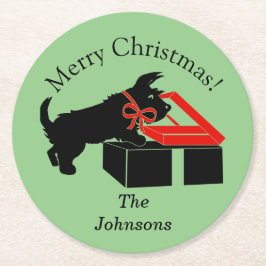 スコティドッグクリスマス紙パーティー飲み物用コースター ラウンドペーパーコースター