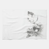 スコティドッグ&ラブラドールフレンズインクスケッチ キッチンタオル (横)