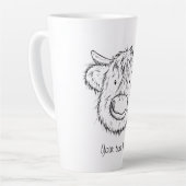 スコティパーソナライズされたットハイランドカウスケッチポートレート カフェラテマグ (左アングル)